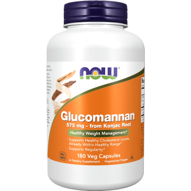 NOW Glucomannan 575 mg Supports Regularity 180 Veg Capsules image