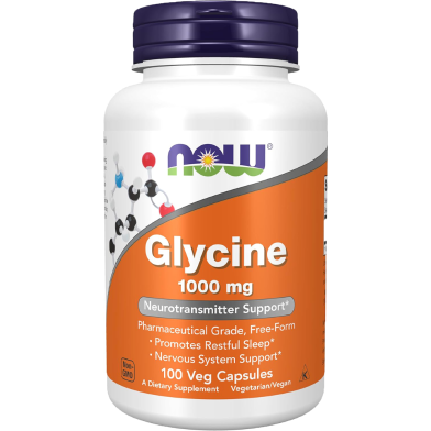 NOW Glycine 1000 mg 100 Veg Capsules -513483847 image