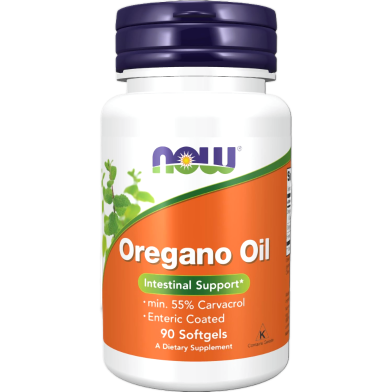 NOW Oregano Oil with Ginger and Fennel Oil Enteric Coated 90 Softgels image