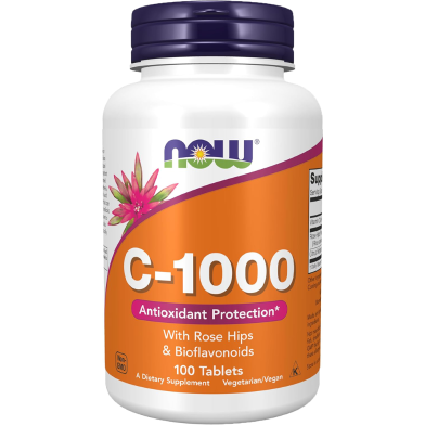 NOW Vitamin C 1000 With Rosehips and Bioflavonoids 100 Tablets -351766923 image