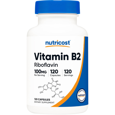 NUTRICOST Vitamin B2 (Riboflavin) 100 mg 120 Capsules image