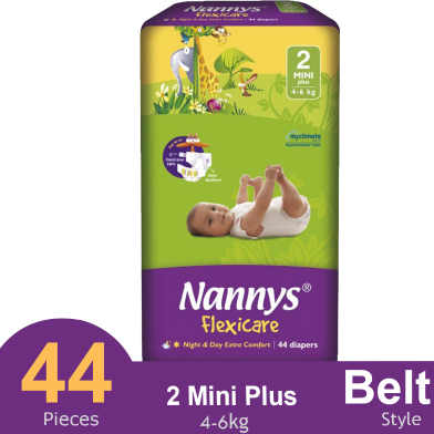 Nannys Flaxicare Belt System Baby Diaper Mini Plus (4-6 kg) (44 Pcs) image