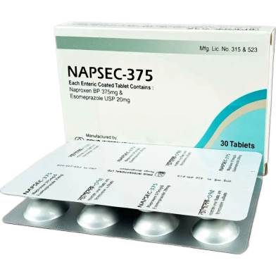 Napsec 375 Mg, 20 Mg Tablet 10's Strip image