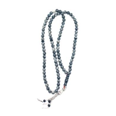 National Impex Aqeeq Stone Tasbih (তসবিহ) - 99Dana (Black-Grey Color)-Medium Dana image