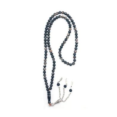 National Impex Aqeeq Stone Tasbih (তসবিহ) - 99 Dana (Black-Grey Color)-Small Dana image