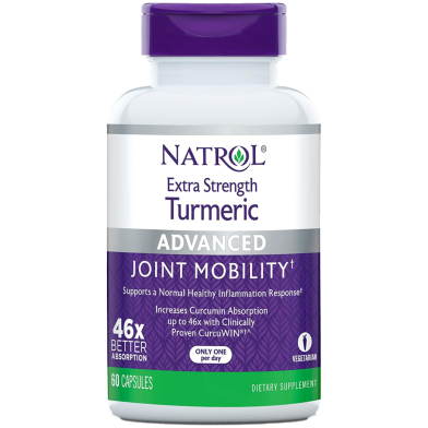 Natrol Extra Strength Turmeric 60 Capsules, Supports Cellular, Inflammatory, Heart, Joint and Brain Health image