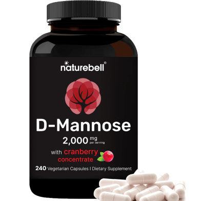 NatureBell D-Mannose 500mg Capsules 2000mg Per Serving 240 Veggie Capsules -522762050 image