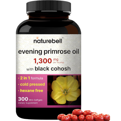 NatureBell Evening Primrose Oil With Black Cohosh 1300 mg 300 Mini-Softgels -411547084 image
