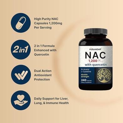 NatureBell NAC Supplement 1200 mg Per Serving With Quercetin 240 Capsules -364061982 : NatureBell