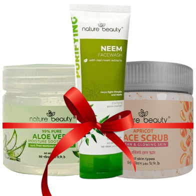 Nature Beauty Aloe Vera Soothing Gel and Appricot Face Scrub 130ml and Neem Oil Control Face Wash 100 ml (Healthy Combo) image