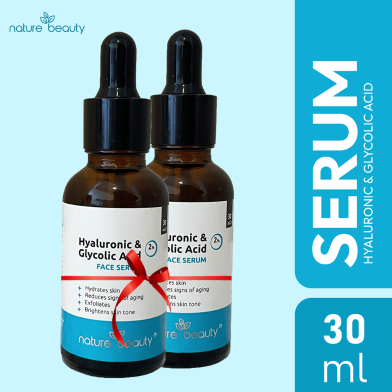 Nature Beauty Hyaluronic 1Percent and Glycolic Acid 2Percent Serum 30 ml (Buy 1 Get 1 FREE) image