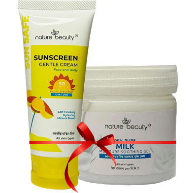 Nature Beauty Sunscreen 50 ml and Milk Soothing Gel 130ml (Combo) image