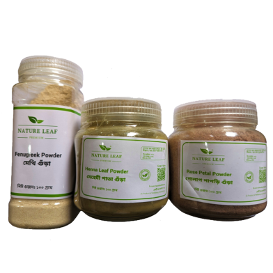 Nature Leaf Methi Gura 100gm Plus Mehedi Pata Gura 100gm Plus Golap Papri Gura 100gm - Total 300gm Savings Combo Pack image