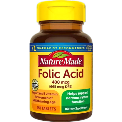 Nature Made Folic Acid 400 mcg (665 mcg DFE) Supplement 250 Tablets image