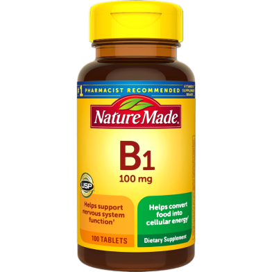 Nature Made Vitamin B1 100mg Dietary Supplement for Energy Metabolism Support 100 Tablets image