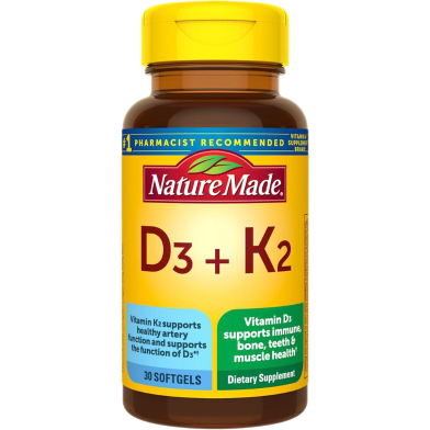 Nature Made Vitamin D3 plus K2 – 30 Softgels -344313790 image