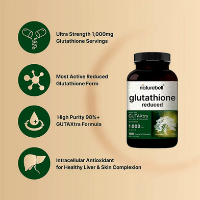 Naturebell Glutathione Reduced (1,000 mg)  180 Capsules : NatureBell |  Rokomari.com