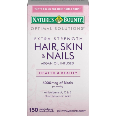 Nature's Bounty Extra Strength Hair, Skin and Nails 5000mcg 150 Softgels -483475585 image