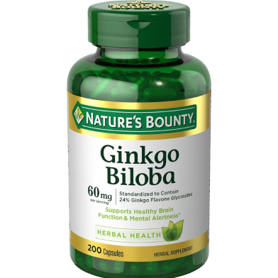 Nature's Bounty Ginkgo Biloba 60 mg 200 Capsules -356143439 image