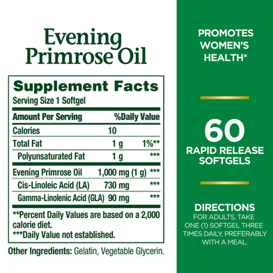 Nature's Bounty Evening Primrose Oil 1000 mg 60 Softgels -423881422 Slide 4