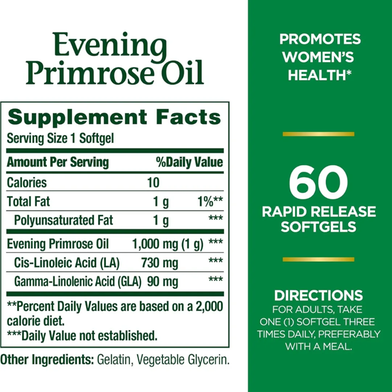 Nature's Bounty Evening Primrose Oil 1000 mg 60 Softgels -423881422 Slide 2