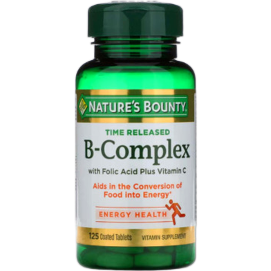 Nature's Bounty, Vitamin B-Complex with Folic Acid Plus Vitamin C 125 Tablets(USA) image