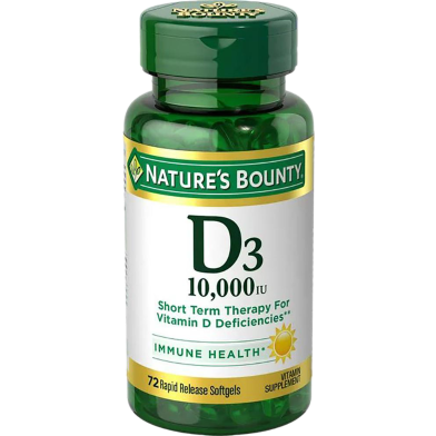 Nature’s Bounty Vitamin D3 250mcg 10000 IU - 72 Softgels -337386338 image