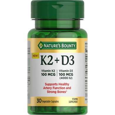 Nature's Bounty Vitamin D3 Plus K2 - 100mcg 30 Capsules image
