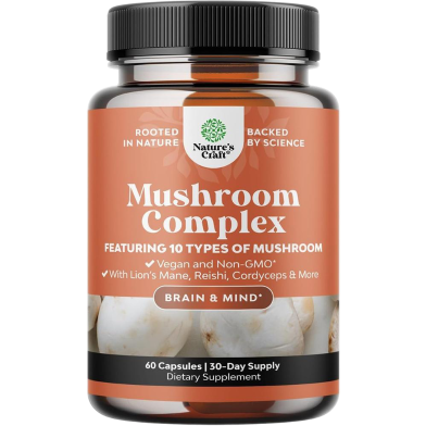 Nature's Craft Mushroom Complex - 60 Capsules | Nootropic Brain Focus Supplement -326047184 image