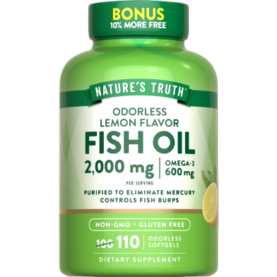 Nature's Truth Fish Oil Odorless Lemon Flavor 2000 Mg 110 Odorless Softgels - 840093106087 image