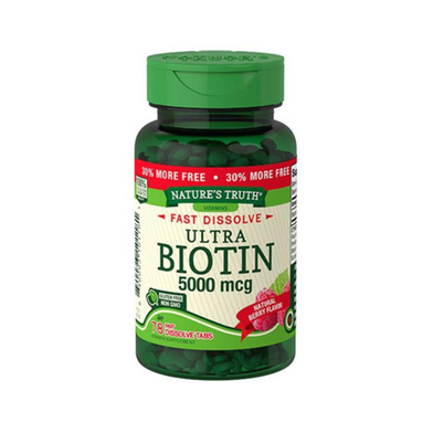 Nature’s Truth Ultra Biotin 5,000mcg Natural Berry Flavor Fast Dissolve 78 Tabs image