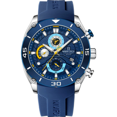 Naviforce 8038 Waterproof Business Casual Date Quartz Chronograph Silicone Strap Men's Watch image
