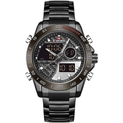 Naviforce NF9171 Black Stainless Steel Dual Wrist Watch image
