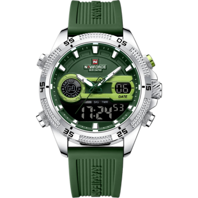 Naviforce NF9223 Military Style Men’s Outdoor Sports Multifunctional Watch Dual Display Quartz Movement Silicone Strap Luminous Waterproof image