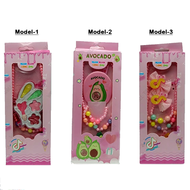Necklace, Bracelet, Mirror, Comp And Hair Clip Set (Any One Model From The Picture) (Kids_ornaments_setmini_ran) Random-- 1pcs image