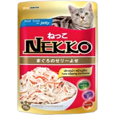 Nekko Cat Pouch Food - Tuna Topping Kanikama In Jelly 70gm | Cat Wet Food image