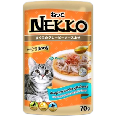 Nekko Cat Pouch Food - Tuna Topping Katsuobushi in Gravy 70gm | Cat Wet Food image