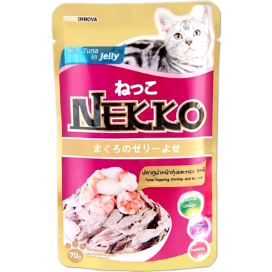 Nekko Cat Pouch Food - Tuna Topping Shrimp and Scallop 70gm | Cat Wet Food image
