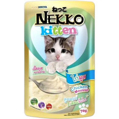 Nekko Kitten Cat Pouch Food - Chicken Mousse 70gm | Cat Wet Food image