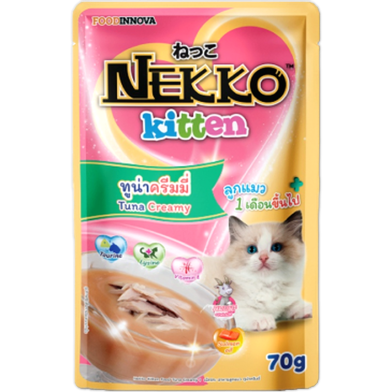 Nekko Kitten Cat Pouch Food - Tuna Creamy 70gm | Cat Wet Food image