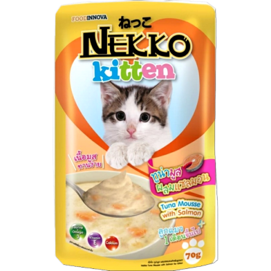 Nekko Kitten Cat Pouch Food - Tuna Mouse with Salmon 70gm | Cat Wet Food image