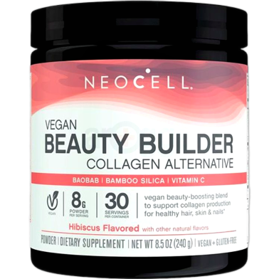 Neocell Vegan Beauty Builder Collagen 8g 240g Powder 30 Servings Hibiscus Flavored - 16185132740 image