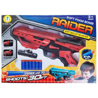 Nerf‑style Foam Dart Blaster Gun – Raider Soft Bullet Toy Gun For Kids With Darts And Scope image
