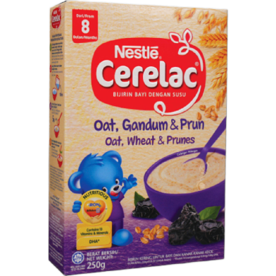 Nestle Cerelac Cereal Wheat With Milk Infant Oat Prune Mixed Fruits Baby 250 gm image