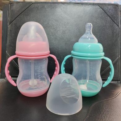 New Baby Wide Neck Feeding Bottle 180ml With Handle Anti Choking Drop Resistant Any Color image