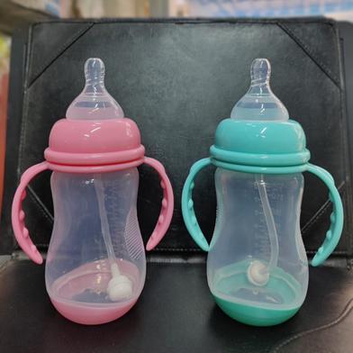New Baby Wide Neck Feeding Bottle 240ml With Handle Anti Choking Drop Resistant Any Color image