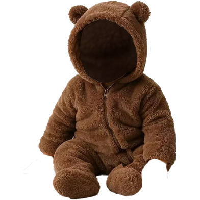 New Born Baby Rompers Infant Clothes Winter Newborn Baby Boy Girl Zipper Bodysuit Bear Fleece Hooded Pyjamas image