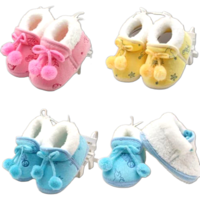New Born Baby Soft Sole CN Winter Shoes -1Pair - Pink Color (0-10 Month) image