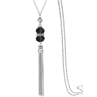 New Crystal Bead Sweater Chain Necklace for Women image