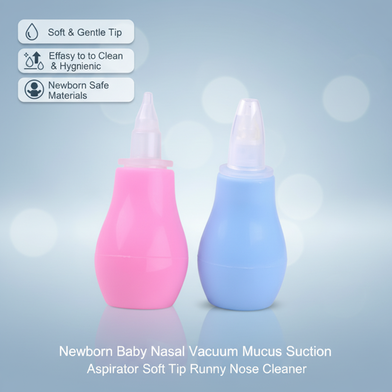 Newborn Baby Nasal Vacuum Mucus Suction Aspirator Soft Tip Runny Nose Cleaner Slide 2